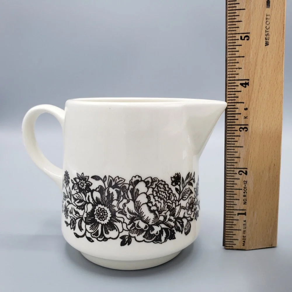 VTG‎ Royal China Ironstone Creamer Covered Sugar Bowl Sussex Brown Flowers Retro